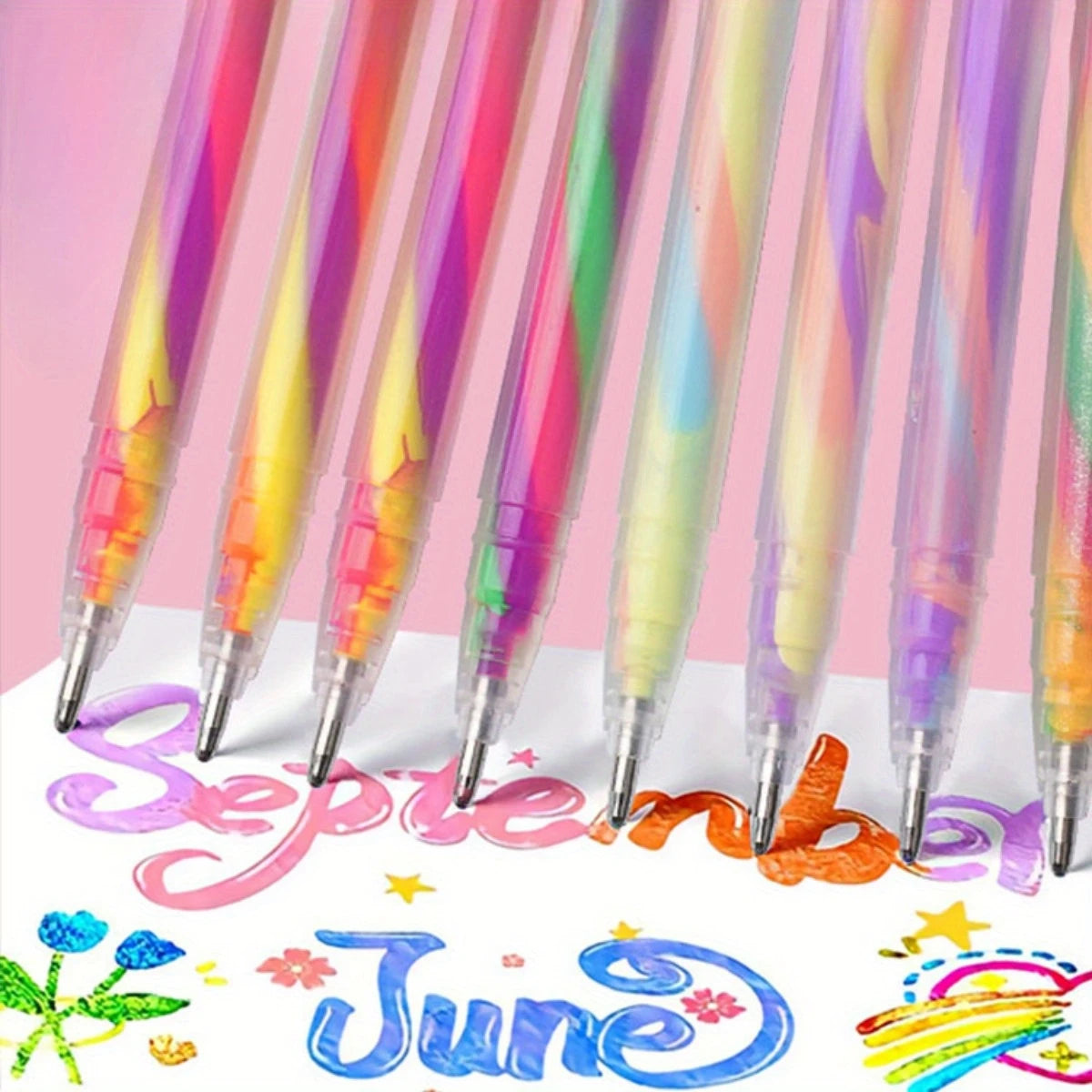 6pcs Glitter Gel Highlighter Pens Set - 1.2mm Vibrant Colors, Smooth Writing, Perfect for Journals, DIY Crafts, Greeting Card