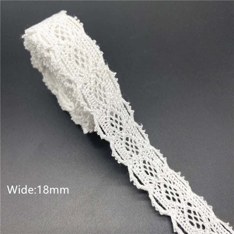 10mm-50mm 2yards White 100%Cotton Lace Ribbon For Apparel Sewing Fabric Trim Cotton Crocheted Lace Ribbon Handmade Accessorie