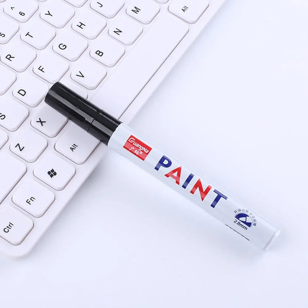 Car Paint Pen Waterproof Car Wheel Tire Oily Painting Mark Pen Auto Rubber Tyre Tread CD Metal Permanent Paint Marker - Black