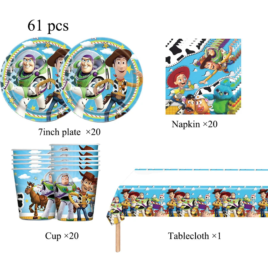 Toy Story Party Decoration Tableware Paper Plates Party Favors Gift Tablecloth BirthdayParty Supplies Toys Stamp Bracelet - 6