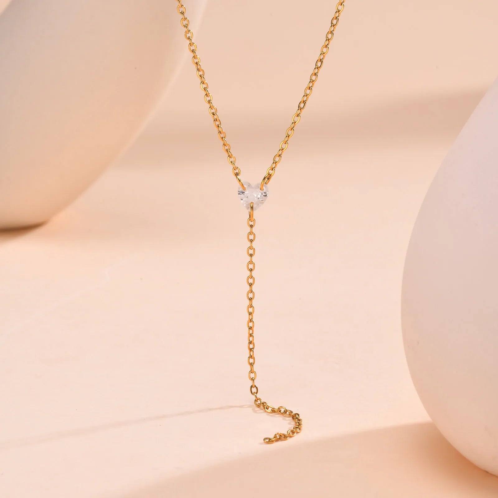 Drop Y Lariat Necklace with Bar Pendant, Stainless Steel Long Chain, Womens Necklaces Trendy - NC-1573G