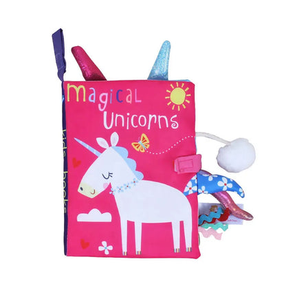 0-36M Baby Early Learning Toy Tail Cloth Book Parent-child Interactive Sound Paper Puzzle Cloth Book Rattle - Unicorn
