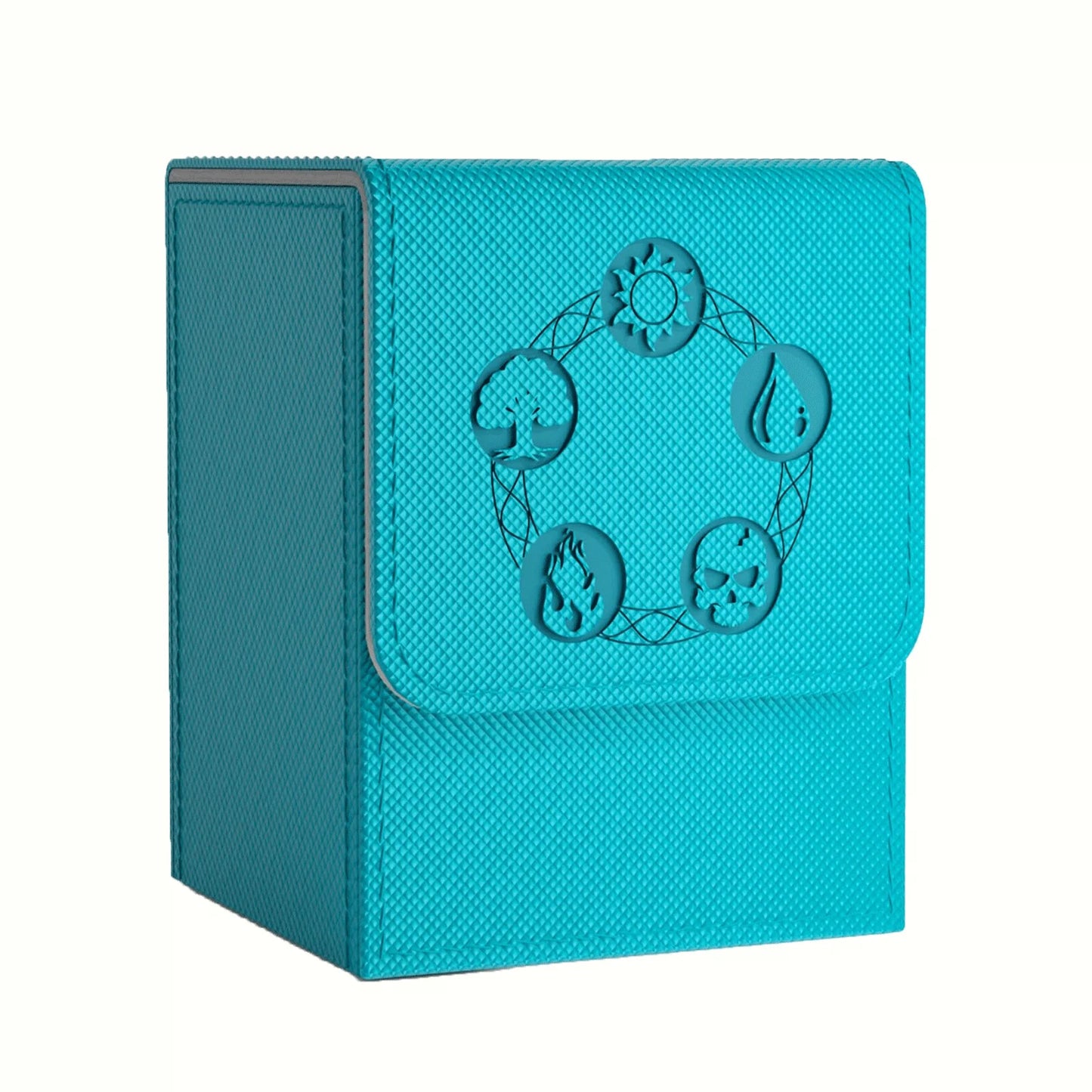 Card Deck Box, Copyrighted Design，Fits 100+ Single Sleeved Cards, Magnetic Closure PU Leather Card Box for TCG Cards - Aqua-G