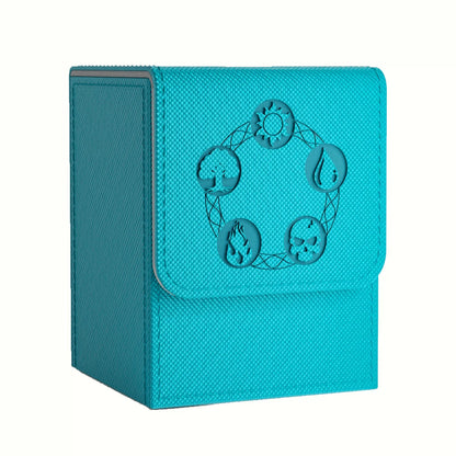 Card Deck Box, Copyrighted Design，Fits 100+ Single Sleeved Cards, Magnetic Closure PU Leather Card Box for TCG Cards - Aqua-G