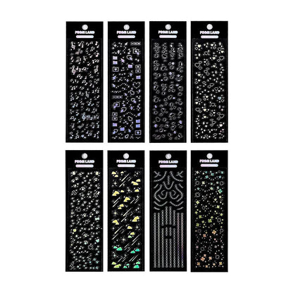 12 pcs Long strip Bronzing laser Labels Stickers Adhesive Diy Diary Album Scrapbooking Junk Journal Supplies