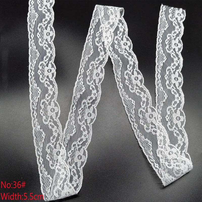 10 Yards 38 Kinds of White Lace Ribbon African Lace Fabric DIY Webbing Decoration Gifts Packing Sewing Clothes Material Craft