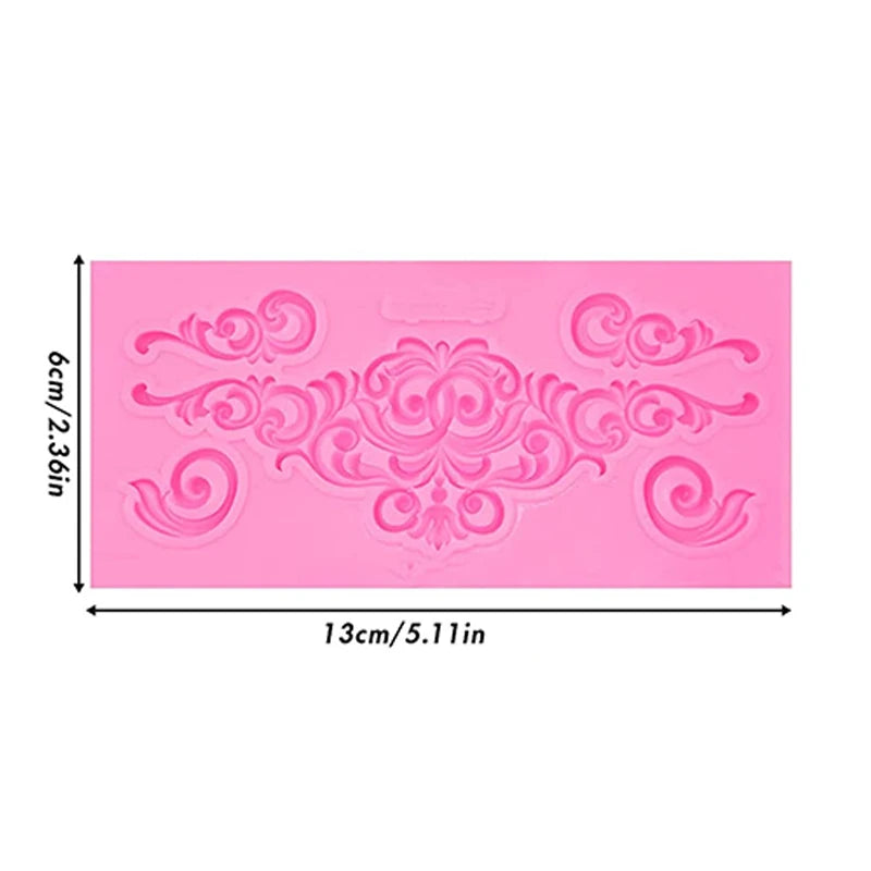 Baroque Style Curlicues Scroll Lace Fondant Silicone Mold Cake Border Decoration Cupcake Top Decoration Mold - 7