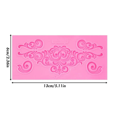 Baroque Style Curlicues Scroll Lace Fondant Silicone Mold Cake Border Decoration Cupcake Top Decoration Mold - 7