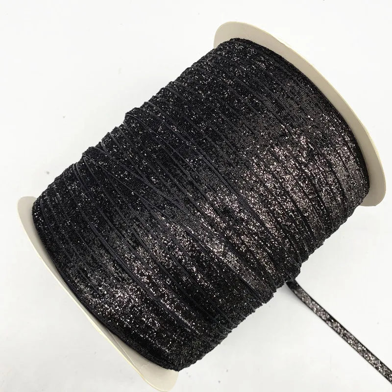 New 6mm Glitter Velvet Ribbon No Elastic Single Face Ribbon Headband Clips Bow Decoration - 02
