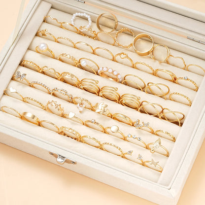 58PCS Vintage Heart Snake Butterfly Rings Set for Women Fashion Metal Gold Plated Geometric Hollow Finger Ring Jewelry Gifts 
