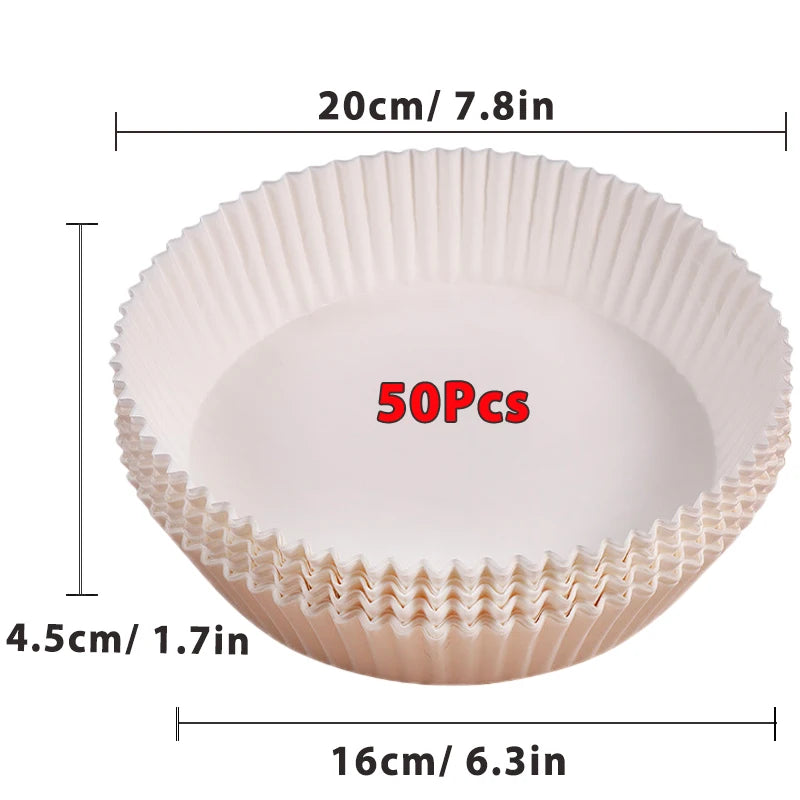 50/100Pcs Air Fryer Disposable Paper Non-Stick Airfryer Baking Papers Round Air-Fryer Paper Liners Paper Kitchen Accessories 