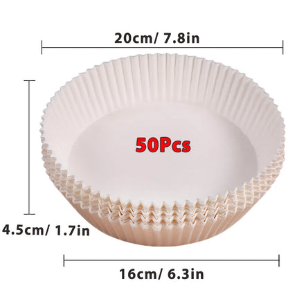 50/100Pcs Air Fryer Disposable Paper Non-Stick Airfryer Baking Papers Round Air-Fryer Paper Liners Paper Kitchen Accessories 