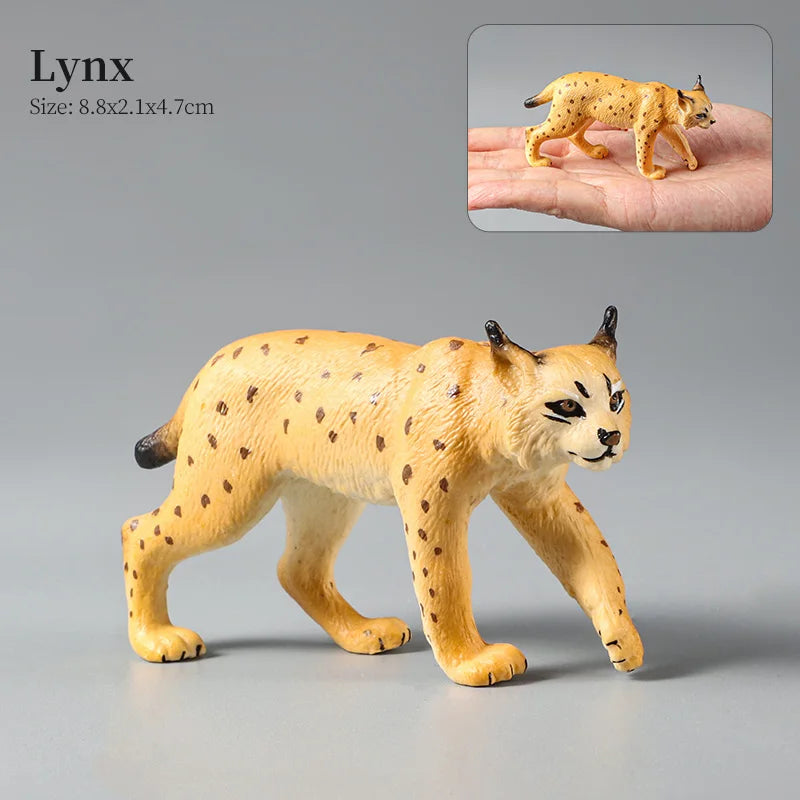 Montessori Wild Animals Model Toy Set - Lion Elephant Antelope Action Figures Miniature Zoo Figurines Educational Kids Gift -