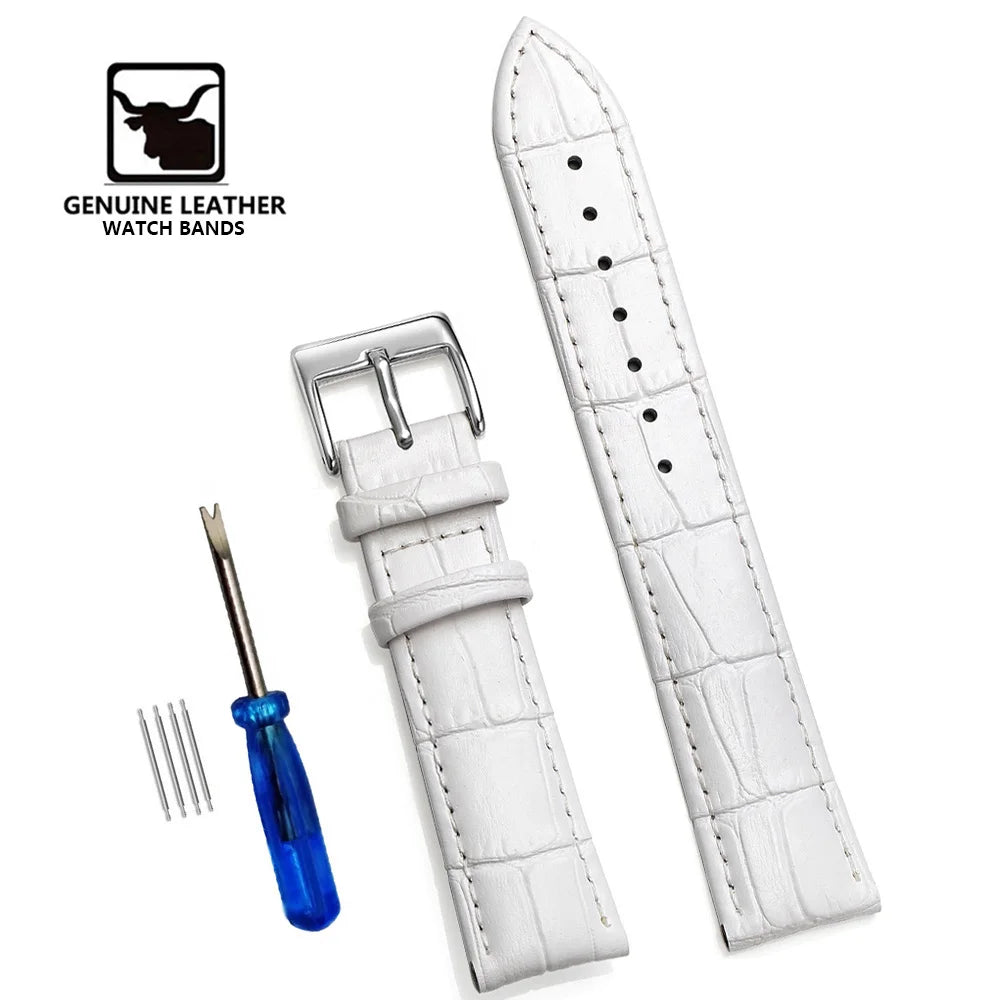 Premium Genuine Leather Watchbands 12/14/16/18/19/20/21/22/24 mm Watch Band Strap Wrist Belt Bracelet + Tool