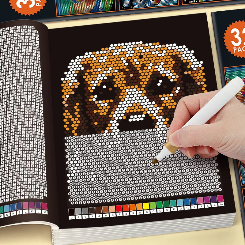 Mysterious Mosaic Coloring Book by Numbers - 32 Pages of Pixel Art Coloring for Adults, Cute Animals and Scenery Stress Relie