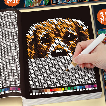 Mysterious Mosaic Coloring Book by Numbers - 32 Pages of Pixel Art Coloring for Adults, Cute Animals and Scenery Stress Relie