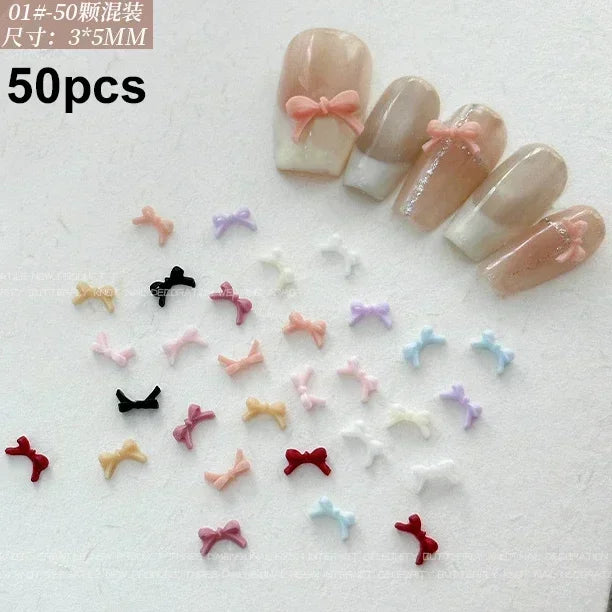 French Ribbons Colorful Resin Cute Bowknot Charm Leopard Print Bow Tie Nail Art Decorations Manicure Tools Accessories Wholes