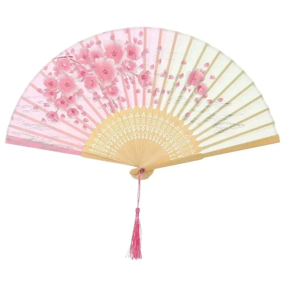 Retro Flower Pattern Home Decoration Elegent Bamboo Folding Fan Chinese Style Painting Handheld Fan Dance Performance Props -