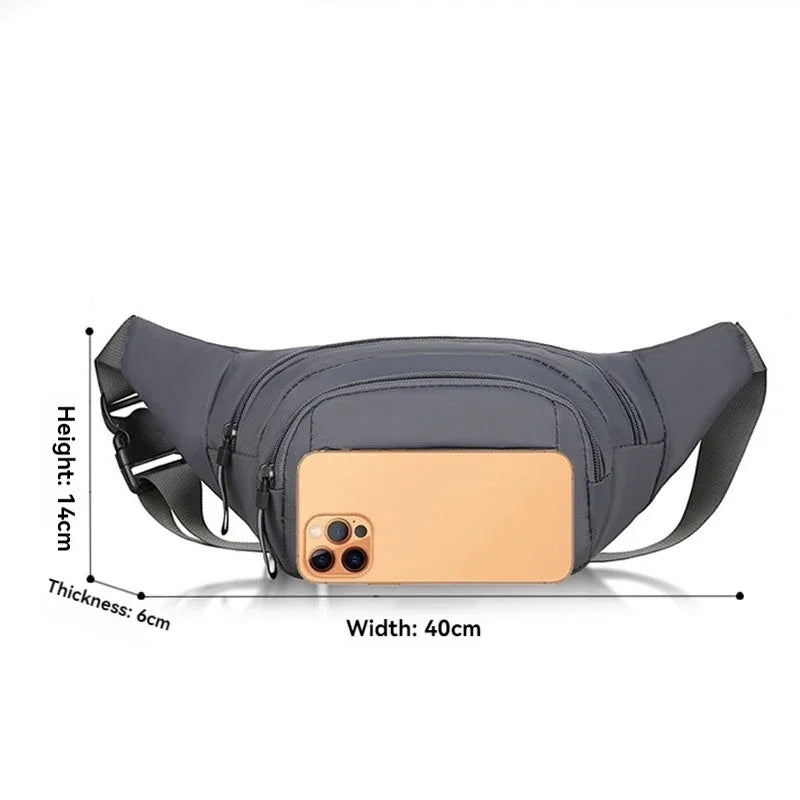 Men Canvas Fit Waistpack Mobile Fanny Waist Packs Men's Sports Outdoor Leisure Running Anti Theft Ultra Thin Invisible Waist 