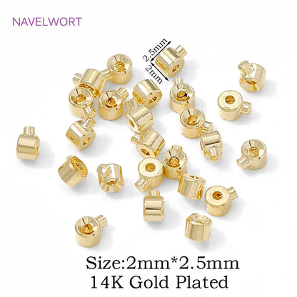 18K Gold Plated Round Crimp End Bead,Brass Crimp Beads For Jewelry Making Supplies,Lamps For Jewelry,DIY Bracelets Accessorie