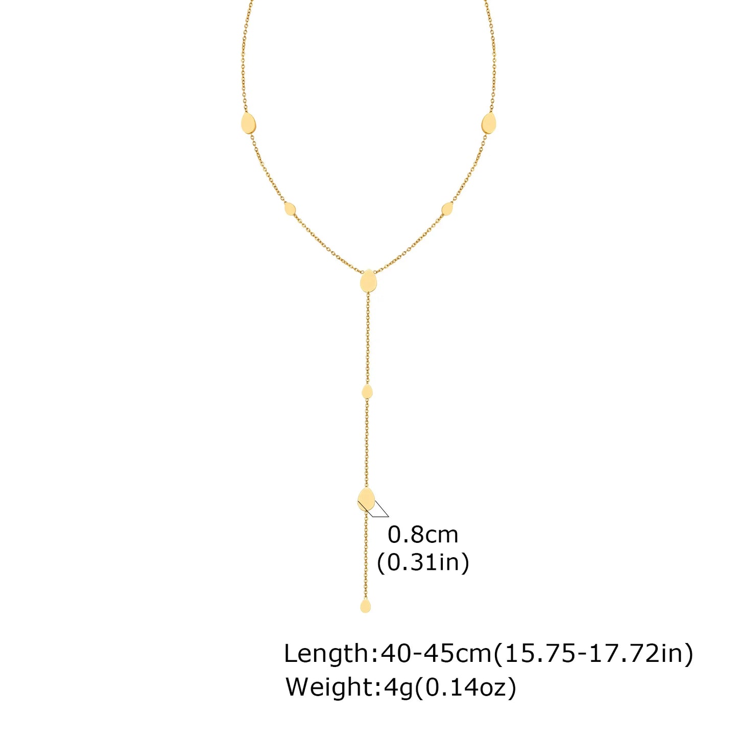 Heart Drop Lariat Chain Necklace For Women, Y Shape Long Chain Stainlss Steel 18K Gold Color Layered Jewelry