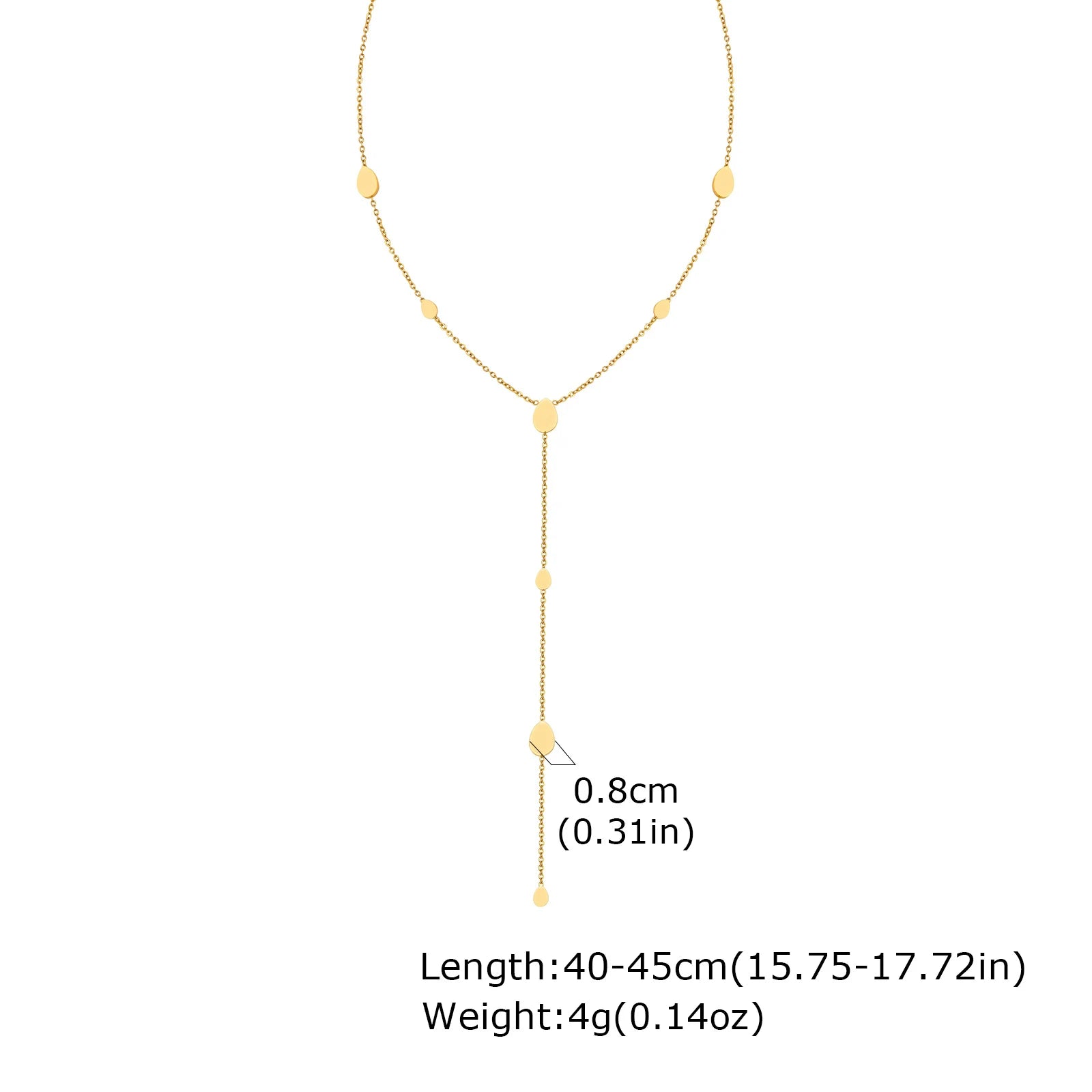 Heart Drop Lariat Chain Necklace For Women, Y Shape Long Chain Stainlss Steel 18K Gold Color Layered Jewelry