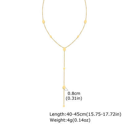 Heart Drop Lariat Chain Necklace For Women, Y Shape Long Chain Stainlss Steel 18K Gold Color Layered Jewelry - Waterdrop Shap