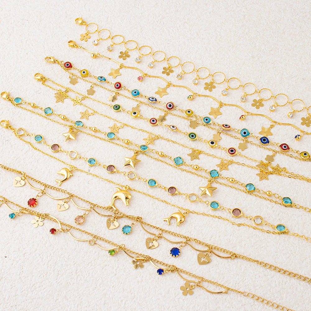 Female Heart Anklets Bracelet Sandals Foot Jewelry Leg New Anklets on Foot Bracelets for Women Leg Chain Jewelry Accessories