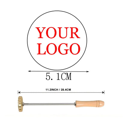 Custom Logo Branding Iron for Burger - Personalized Brass Steak & Burger Brander | Professional BBQ, Coconut, Cake Stamp - Lo