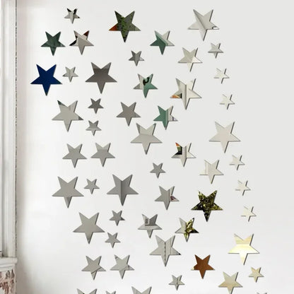 20pcs Star Wall Sticker 3D Acrylic Irregular Mirror Vanity Living Room Decoration Cartoon Wall Stickers for Kids Room Home De