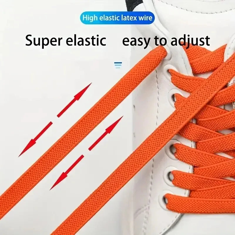 8MM No Tie Shoe Laces Press Lock Shoelaces Without Ties Elastic Laces Sneaker Kids Adult Widened Flat Shoelace for Shoes