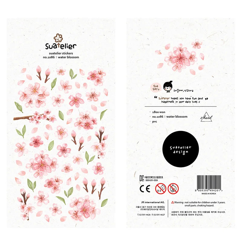 Korean Import Original Suatelier Daily Stickers Scrapbooking Diy Journal Stationery Sticker Decor Art School Supply - water b