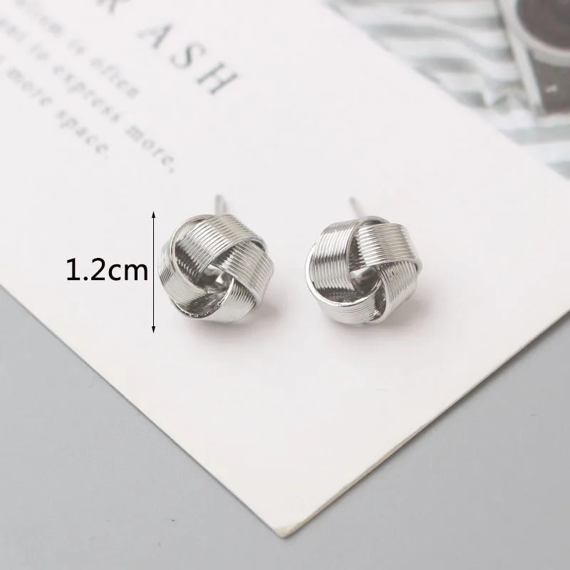 Tiny Metal Stud Earrings for Women Gold Color Twist Round Earrings Small Unusual Earrings Boucles D'Orailles Fashion Jewelry