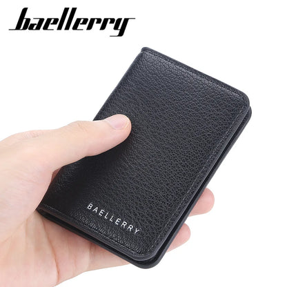 Baellerry Slim Compact Luxury Brand Wallet Men Soft Leather Credit Card Holders Wallet for Men Small ID Card Case Cardholder