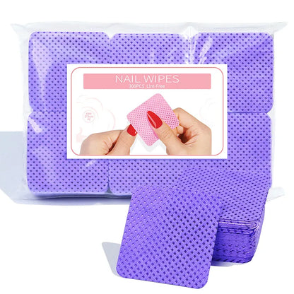 300pcs/Pack Lint-free Nail Polish Remover Napkin Colorful Cotton Wipes Paper Pads UV Gel Dust Cleaner Cleaning For Manicure T