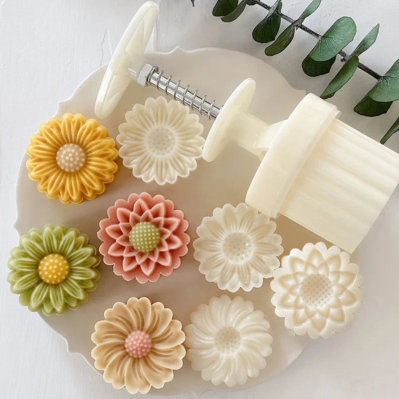1 set DIY Mooncake Mold Plastic Hand Press Pastry Mold Hand Press Mung Bean Cake Model Pastry Embossing Make Kitchen Baking T