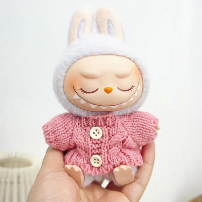Clothes For Labubu 17cm II Idol Dolls Sitting Party The Monster Outfit Accessories Clothing Lovely Gift Cute Sweater Hat And 