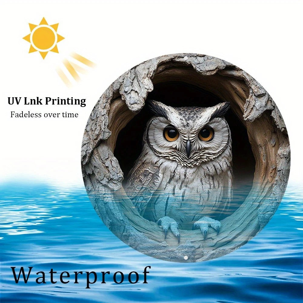 Contemporary Owl Wall Theme Round Wooden Home Kitchen Garden Club Garage Office Wall Decor Ideal Holiday Gift 8 inch