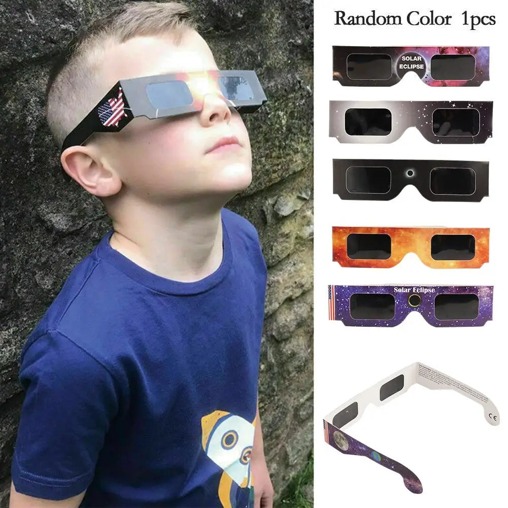 5PCS Solar Eclipse Glasses Anti-uv Glasses Safe Direct Sun Viewing Random Color Paper Frames for Adults Kids Watch Solar Ecli
