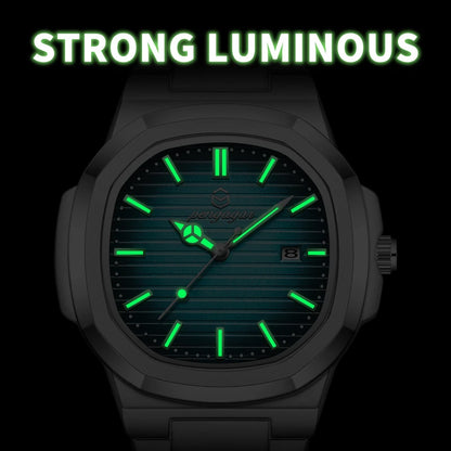 2026 New Luxury Military Man Watch Square Waterproof Luminous Date Week Men Watch Stainless Steel Quartz Men's Watches Reloj+