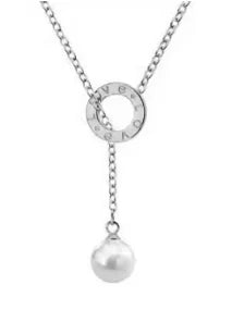 Stainless Steel Vintage Textured Delicate Necklace - C6 Silver