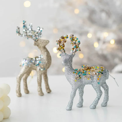 Christmas Supplies 2024 Christmas Pendant Tree Decorative Pendant Pink Flocked Deer Ornament New Year'S Decor новогодний деко