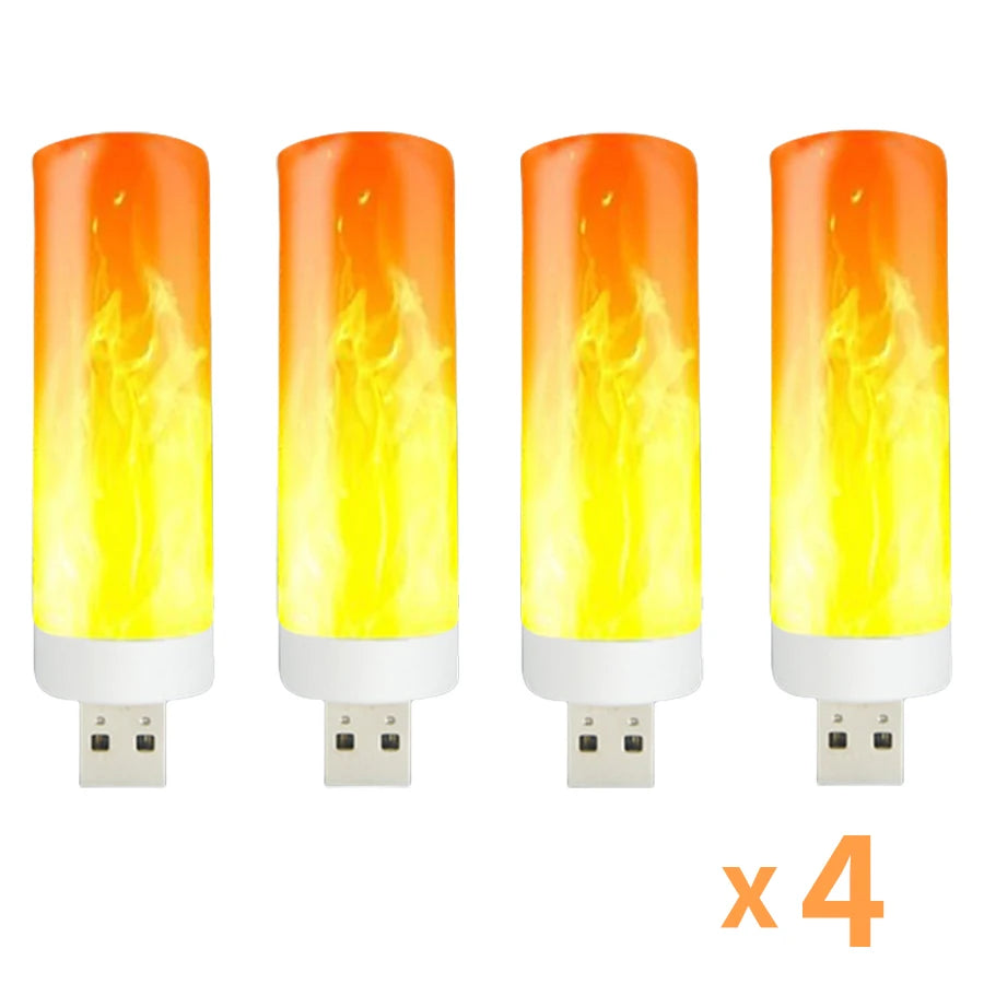 5V USB LED Flame Effect Light Bulbs USB Flame Lamp Candle Bulb Flameless Night Light Flickering Fire Bulb for Home Party Deco