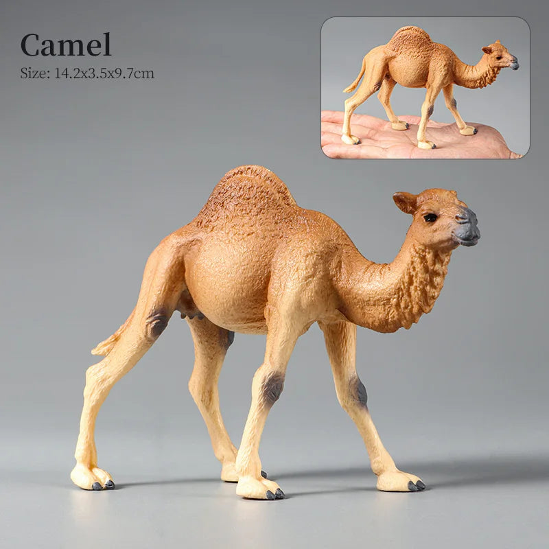 Montessori Wild Animals Model Toy Set - Lion Elephant Antelope Action Figures Miniature Zoo Figurines Educational Kids Gift -