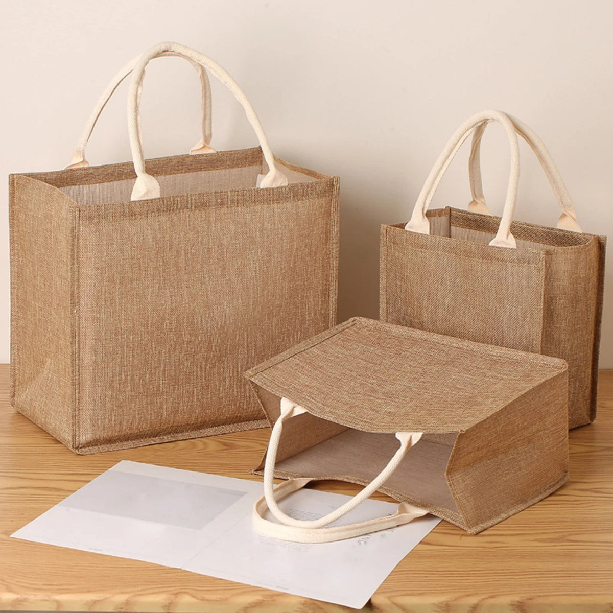 Linen bag Hand-painted cotton sacks Jute portable imitation sacks Linen bags Shopping bags Laminated bags