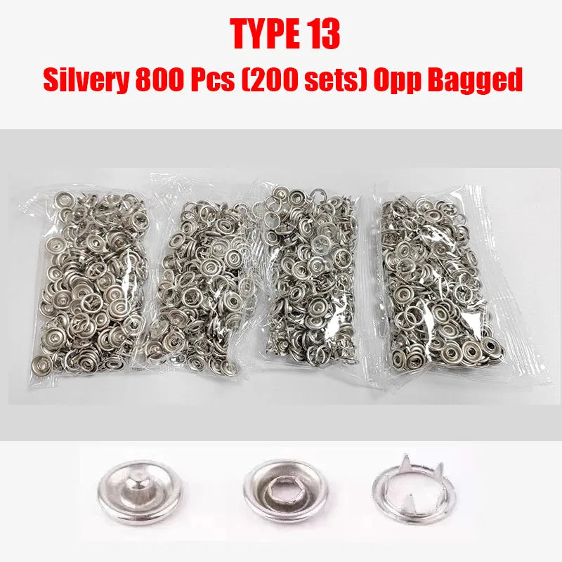 50/100 Metal Prong Snap Button Hollow Press Prong Fastener Studs with Pliers Tool Set Kits for Clothes Garment Sewing Bags Sh