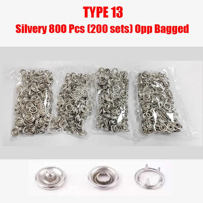50/100 Metal Prong Snap Button Hollow Press Prong Fastener Studs with Pliers Tool Set Kits for Clothes Garment Sewing Bags Sh