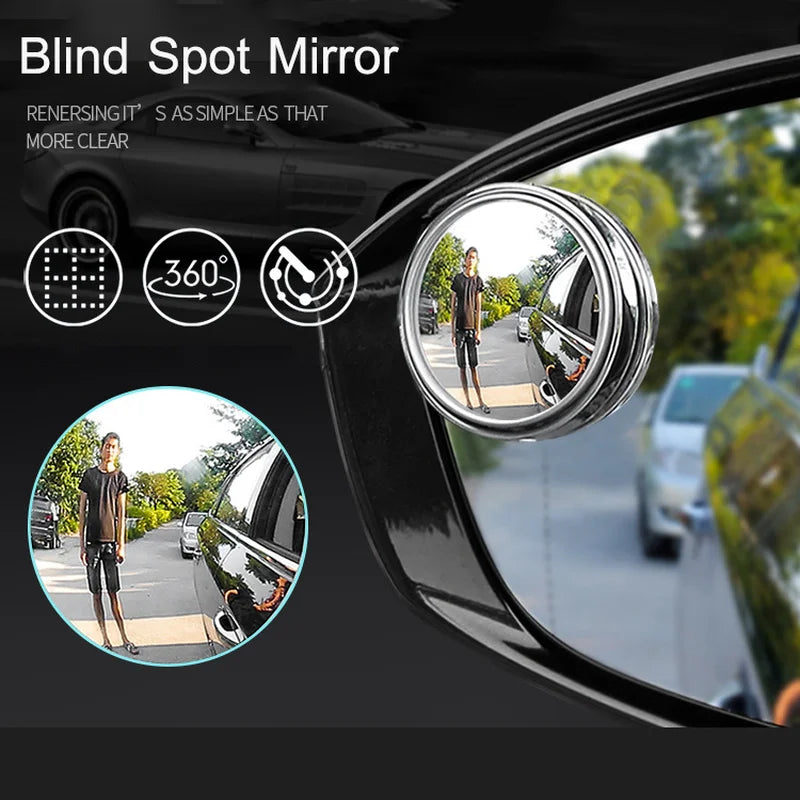 2Pcs 360 Degree Adjustable Blind Spot Mirror Car Auxiliary Rearview Convex Mirror Round Frame Wide Angle Mirrors for Car Reve