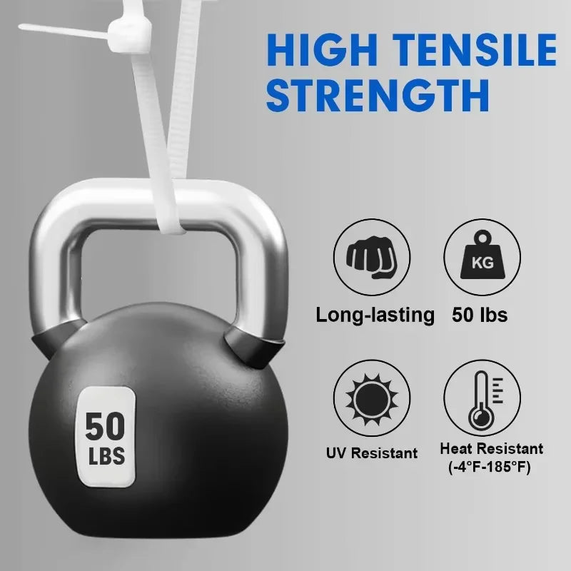 100Pcs Black Nylon Zip Ties 8*300mm 5*300mm Self-locking Fastening Rings Ideal for Home Cable Organization Cable Zipper Tie