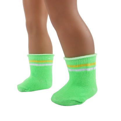 Doll Accessories Socks Heart Stripe Solid Color Knit Doll Socks For 43cm Baby New Born&18 inch American,OG Girl Doll Toy - BE